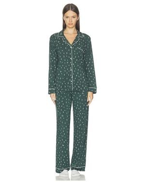 Eberjey Gisele Printed Long Pajama Set - Green