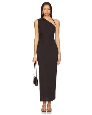 Shona Joy Beau Gathered Asymmetrical Maxi Dress - Black