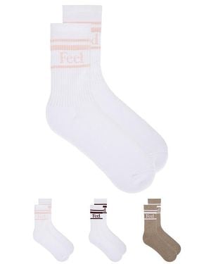 Negative Underwear Feel Good Varsity 3-Pack Sock - White