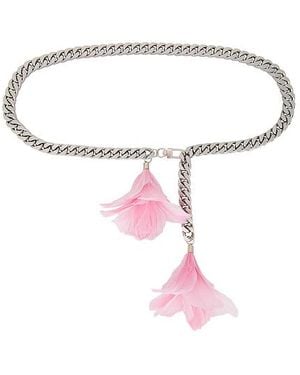 David Koma Feather Flower Detail Chunky Chain Belt - Metallic