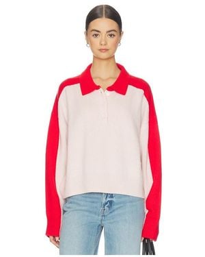 Soft Goat Color Block Polo Shirt - Red