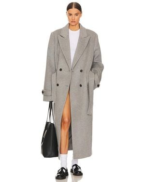 Helsa Bold Shoulder Wool-Blend Long Coat - Gray