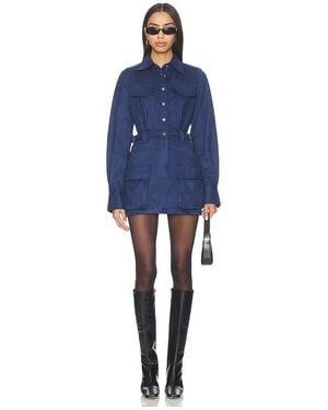 bubish Celine Faux Suede Shirt Dress - Blue