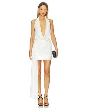 Alex Perry Halter Draped Wrap Mini Dress - White