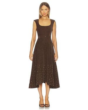 AMUR Kenny Suede Studded Midi Dress - Natural