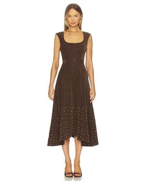 AMUR Kenny Suede Studded Midi Dress - Natural