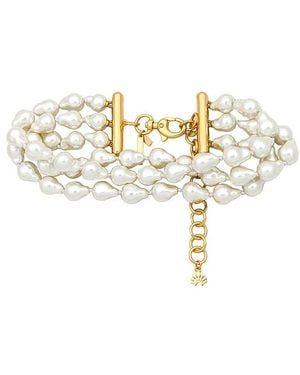 Lele Sadoughi Jackie Pearl Triple Row Choker - Metallic