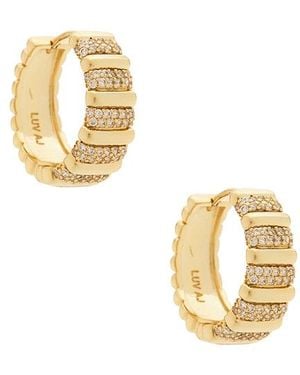 Luv Aj The Pave Marbella Ridged Hoops - Metallic