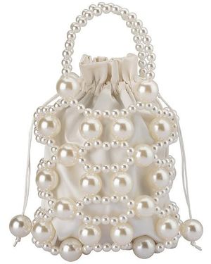 OLGA BERG Sammy Beaded Cage Bag - Weiß