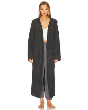 Barefoot Dreams Cozychic Ribbed Hooded Robe - Black