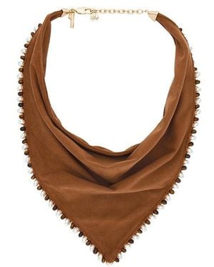 Lele Sadoughi Bonnie Beaded Scarf Necklace En - Marron