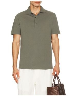 Frescobol Carioca Luca Cotton Piquet Polo Button Up Short Sleeve - Green