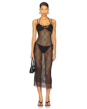 Lovers + Friends Katja Beaded Crochet Midi Dress - Black