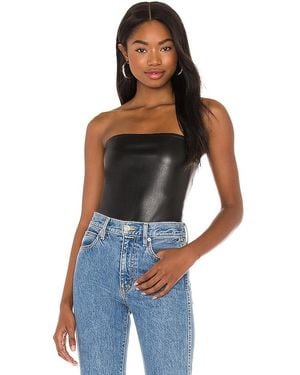 Susana Monaco Faux Leather Tube Top - Black