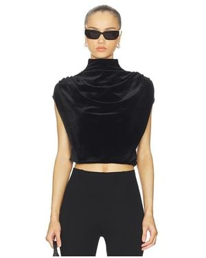 Commando Velvet Draped Mockneck Crop Top - Black