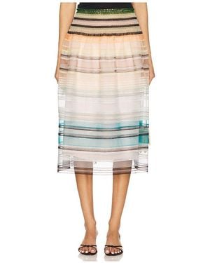 SUSAN FANG Striped Smocked Maxi Skirt - Green