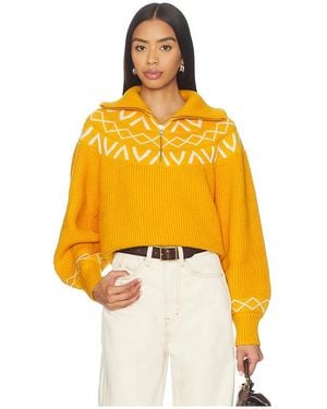 Varley Sigrid Fairisle Half Zip Knit Jumper - Yellow