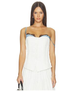 Markgong Strapless Button Up Top With Lace Trim En Color Blanco Talla (También En 36/4, 38/6, 40/8, 42/10)