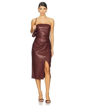 Karina Grimaldi Samantha Strapless Faux Leather Midi Dress - Red