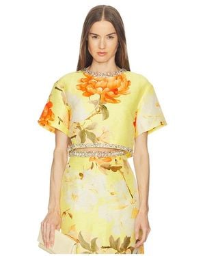 LEO LIN Indie Embellished Sleeve Top - Yellow