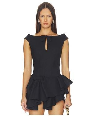 ShuShu/Tong Keyhole Cold-Shoulder Crop Top - Black