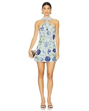 La Fuori Naia Floral Halter Dress - Blue