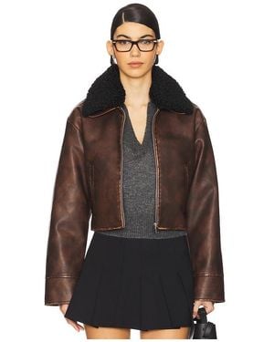 MORE TO COME Lexi Faux Leather Jacket - Brown
