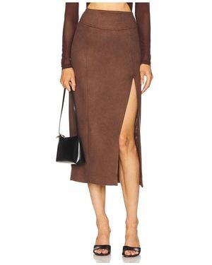 Bardot Dante Faux Suede Midi Skirt - Brown