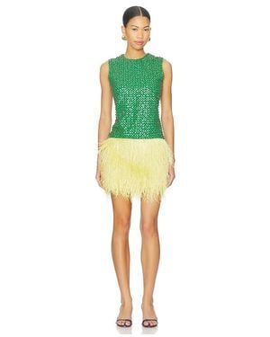 La Fuori Embroidered Dress - Green