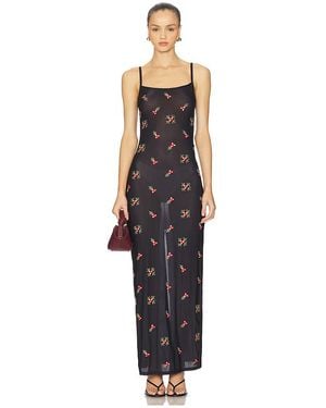 Indah Blaire Embroidered Maxi Tank Dress - ブラック