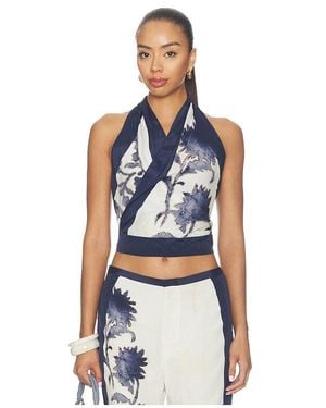 SIR. Phillipa Halter Scarf Top - Blue