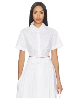 Matthew Bruch Cropped Tie Back Button Up - White