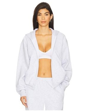 Skims Cotton Fleece Classic Zip-Up Hoodie En Color Gris Claro Talla (También En S, Xl) - Blanco