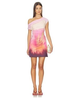 sachin and babi light blue dress AMUR Zina Asymmetric Lace Ruched Satin Mini Dress
