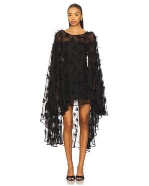 SELEZZA LONDON Mini Dress With Floral Cape - Black