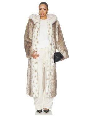 DUCIE Dina Long Faux Fur Coat - White