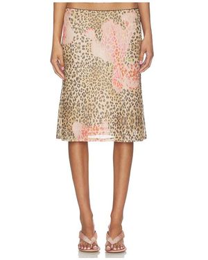 With Harper Lu Mesh Midi Skirt - Natural