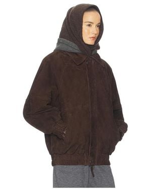 Helsa The Oversized Suede Bomber - Brown