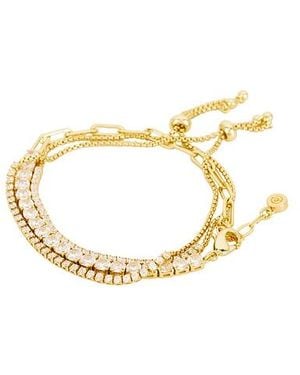 Ettika Crystal Chain Bracelet Set Of 3 - Metallic