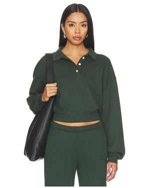 ÉTERNE French Terry Cropped Polo Sweatshirt - Green