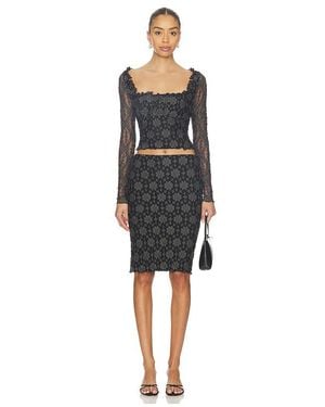 Free People X Revolve Lucinda Lace Long Sleeve Set - Black