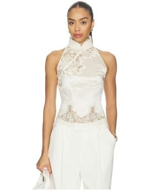 SAU LEE Elva Satin Top - White