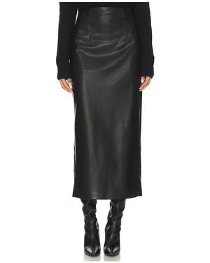 Enza Costa Leather Hi-Waist Curve Skirt - Black