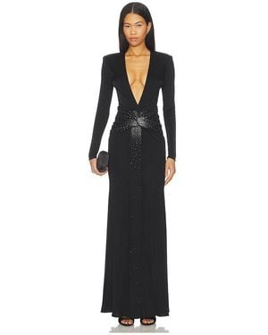 The New Arrivals Ilkyaz Ozel Azure Crystal Embellished Maxi Dress - Black