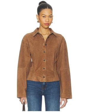 L'academie Dara Suede Button-Down Shirt - Blue