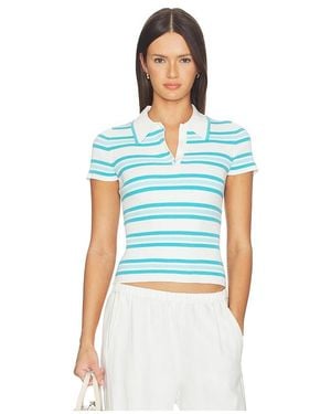Jonathan Simkhai Luka Striped Cotton Polo - Blue