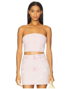 Fleur du Mal Coloured Denim Bustier Top - Multicolour