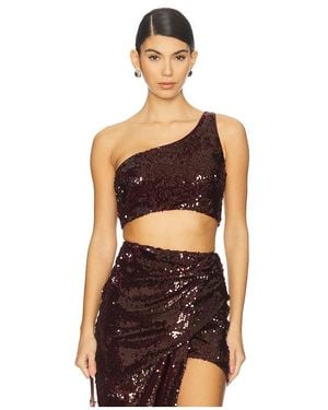 MOTHER OF ALL Lauren Sequins Crop Top - Red