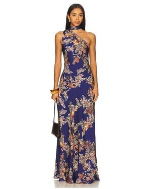 Hemant & Nandita Bias Maxi Dress With Sash - Blue