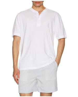 Faherty Henley-Shirt Mit Kurzen Ärmeln Sunwashed - Weiß
